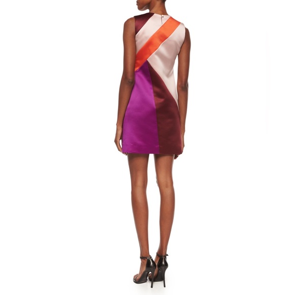 Milly Colorblock Peau De Soie Shift Dress - 2 - Picture 2 of 12